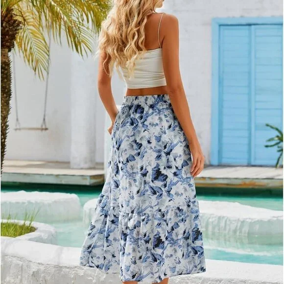Maxi Skirts for Women with Pockets Long Midi Length Casual Skirt for Holiday